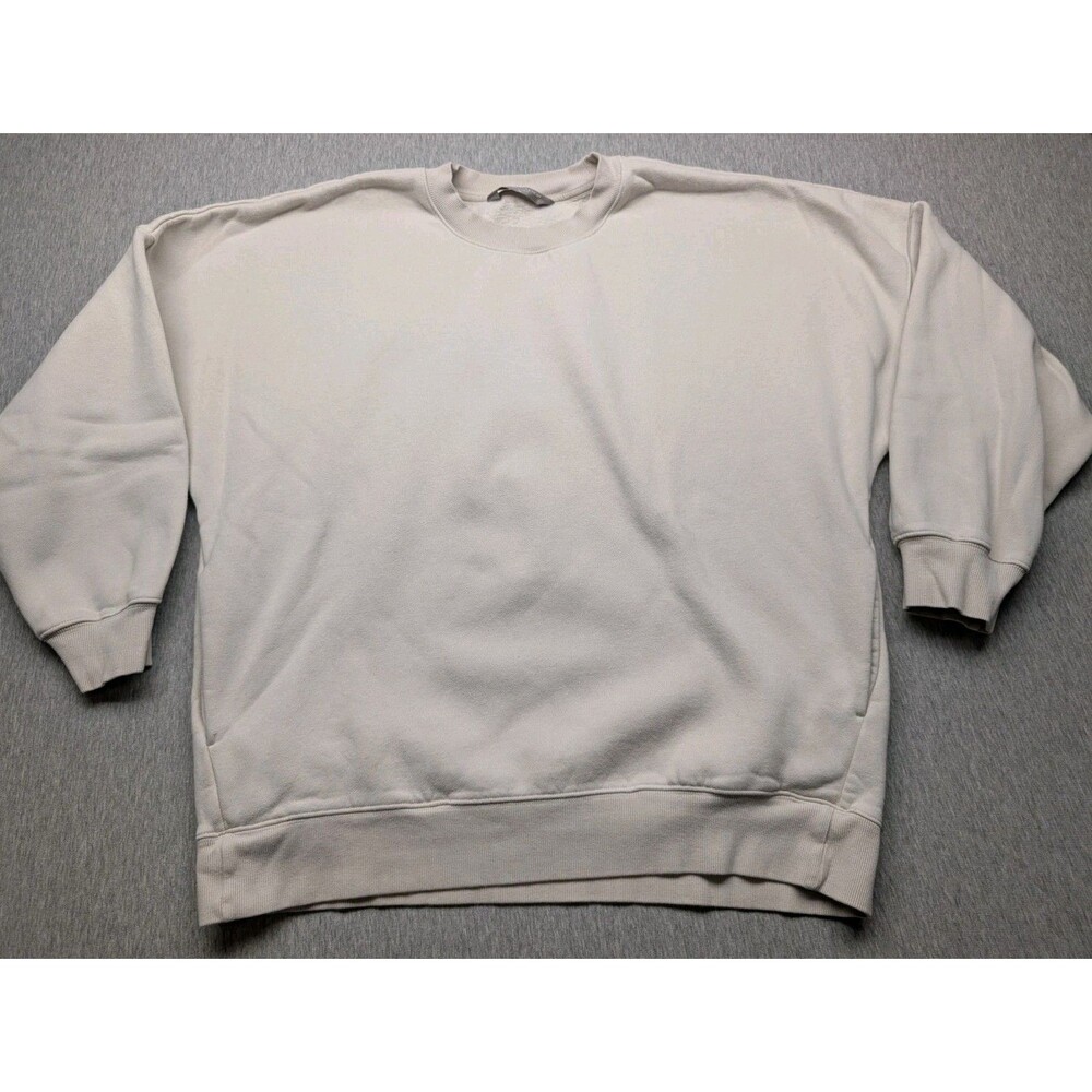Tuff Athletics Womens Sweatshirt Ivory Fleece Crew Neck Long Sleeve XL